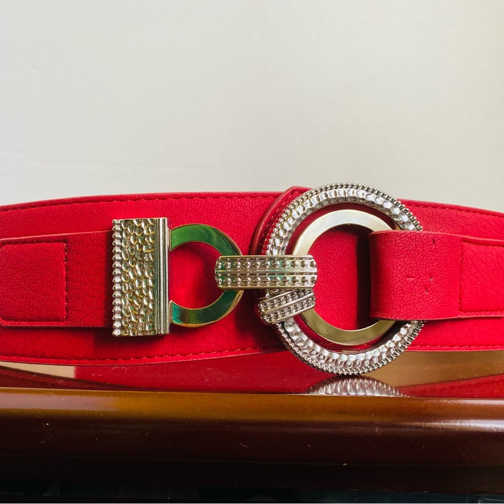 Chico's Red Leather Stretchy Belt size S